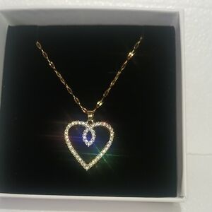 Gold Spiral Heart Pendant Necklace